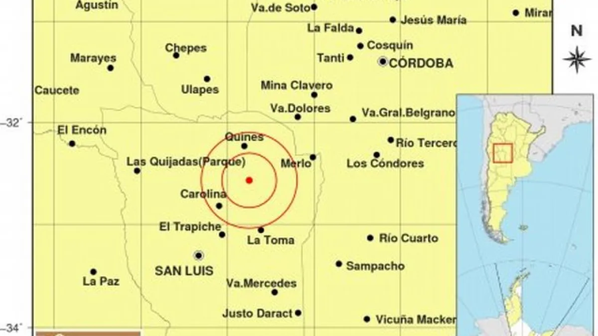 Un temblor de 4,3° de magnitud se registró en San Luis y se sintió en Córdoba