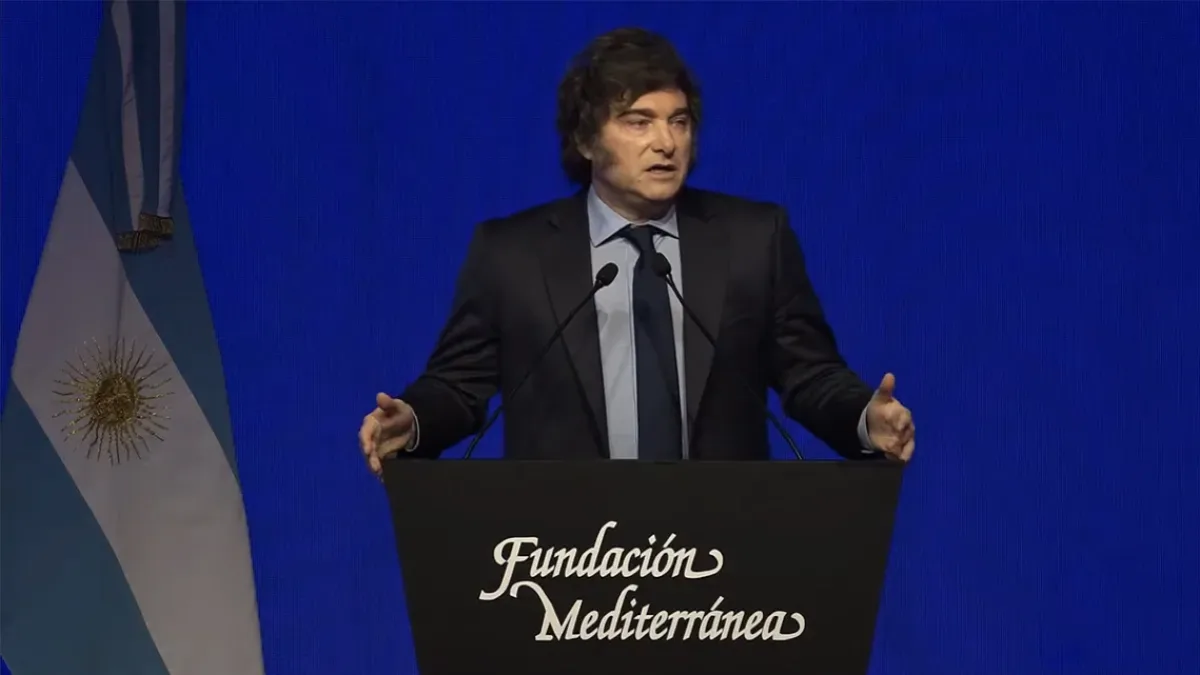 Milei expone en la cumbre aniversario de la Fundación Mediterránea