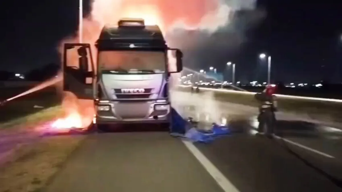Un camión con mercadería se incendió en plena ruta