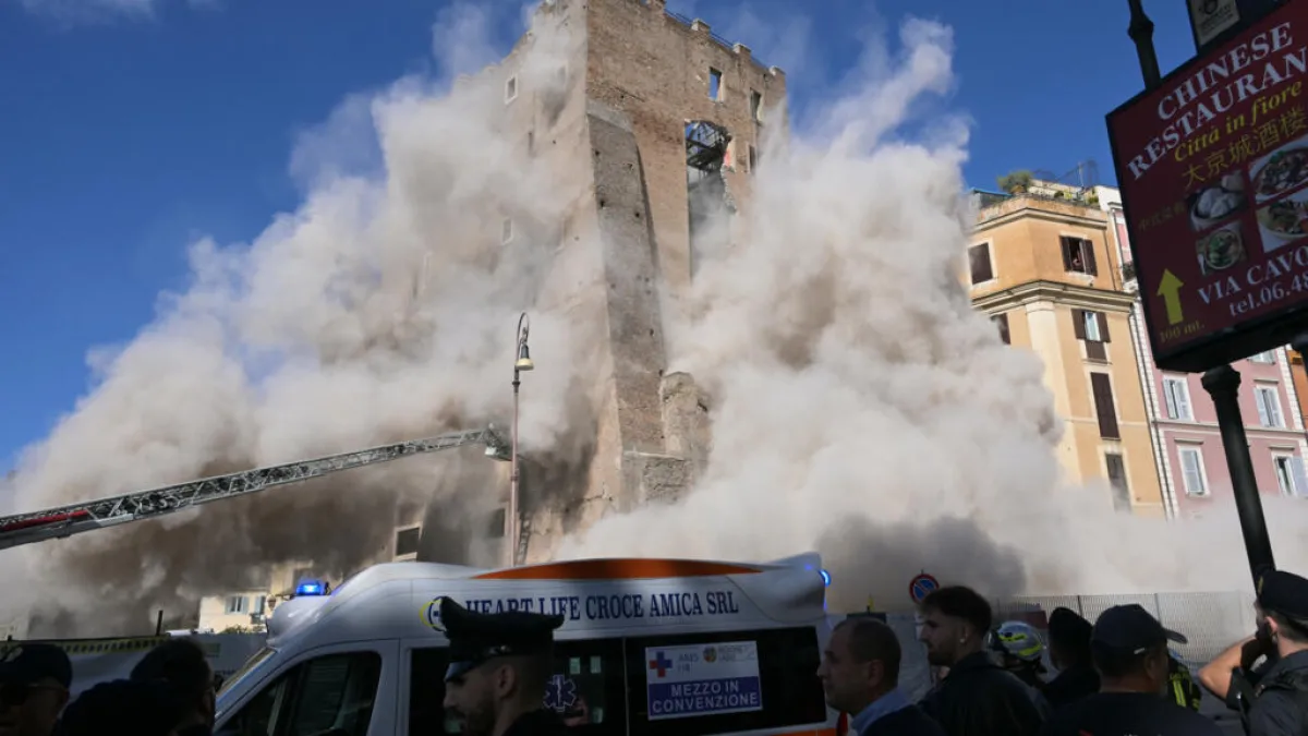 Derrumbe en la Torre dei Conti de Roma durante trabajos de restauración
