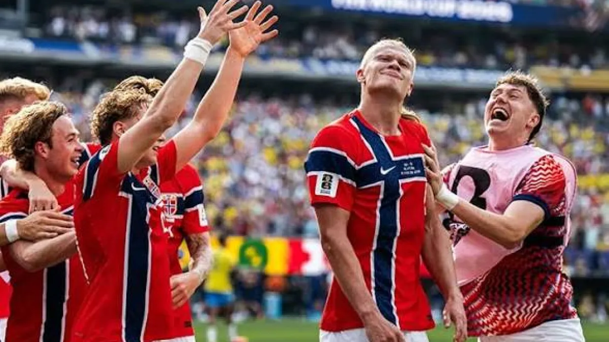Noruega le ganó 2-1 a Brasil con dos golazos de Haaland y pasó a cuartos