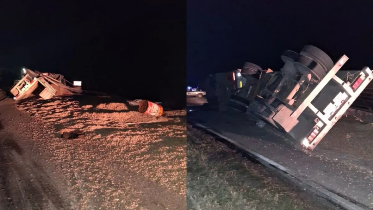 Volcó un camión en Cañada de Luque durante la madrugada: dos heridos