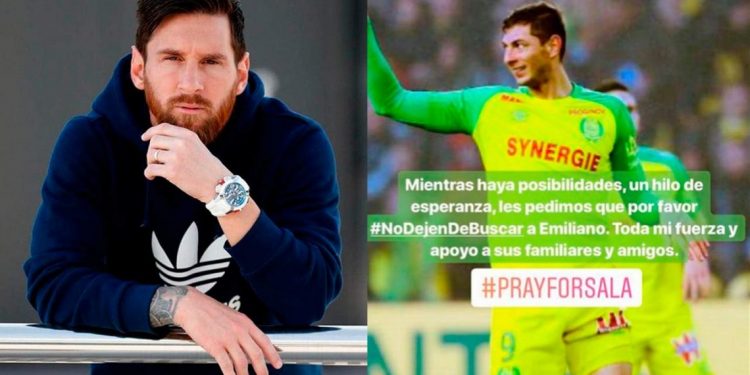 Messi se suma al pedido por Emiliano Sala: "Mientras haya esperanza, no dejen de buscarlo"