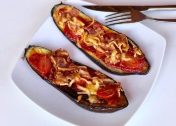 Berenjenas con queso al horno estilo pizza