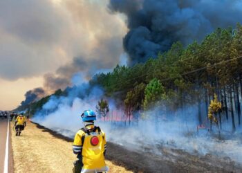 Bomberos cordobeses continúan la lucha contra el fuego en Corrientes
