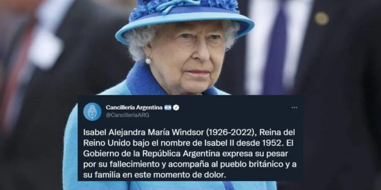 Cancillería argentina emitió un comunicado por la muerte de la reina Isabel II