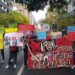 Marchas en la zona céntrica de la ciudad producen congestión del tránsito
