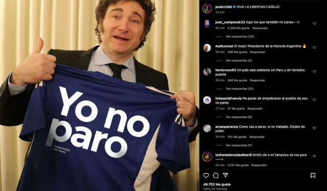 "Yo no paro": así desafió Javier Milei la medida de fuerza de la CGT