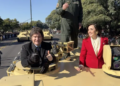 Milei y Villarruel cerraron el desfile militar desde un tanque de guerra