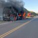 Se incendió un colectivo con 36 pasajeros en el Camino de las Altas Cumbres