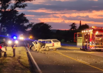 Accidente en la Ruta 5: un móvil de la Caminera colisionó con otro vehículo