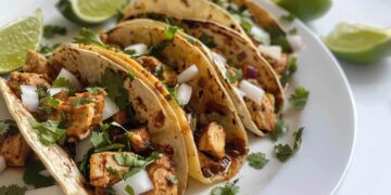 Tacos de pollo en sartén