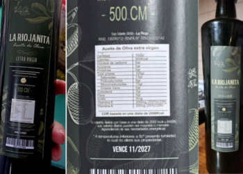 Retiran del mercado el aceite de oliva "La Riojanita" por falta de registros sanitarios