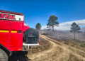 Amplio operativo para combatir un incendio forestal en Yacanto