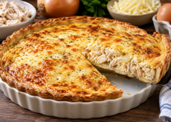 Tarta de pollo, cebolla y queso: una receta fácil y rendidora para el almuerzo